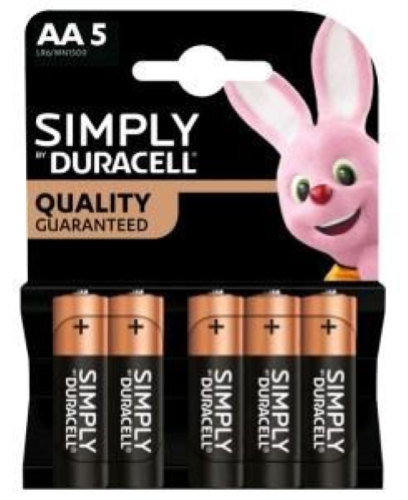 DURACELL SIMPLY BATTERIE STILO AA LR6 CONF 5 Pz.